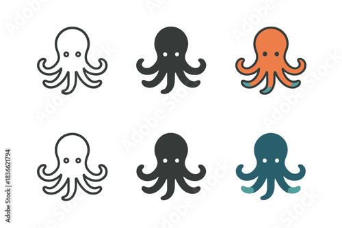 Vintage Map Adventure. Old map with ocean routes drawn in ink and small octopus illustration at the corner, clean geometric vector