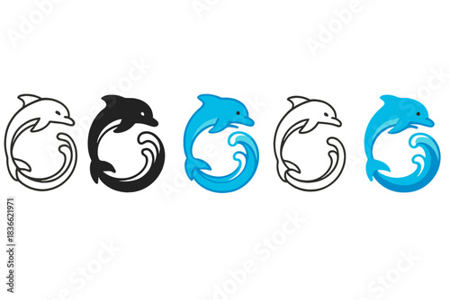 Dolphin Wave Artistry. Dolphin Wave Ring, stylized composition combining sleek dolphin curves, circular splash, and balanced flow,