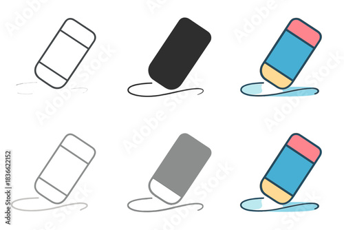 Eraser Creating Clean Path. Eraser pressing down on faint pencil sketch, bright clean path trailing behind, modern balanced design