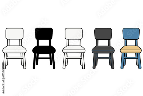 Stylized Chair Cushions. Chair Cushion Rest first in line style with thin outline, second in solid style filled shape, third in