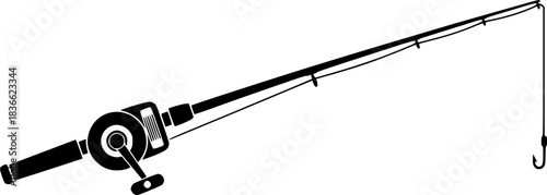 fishing rod silhouette, fishing rod icon, vector illustration
