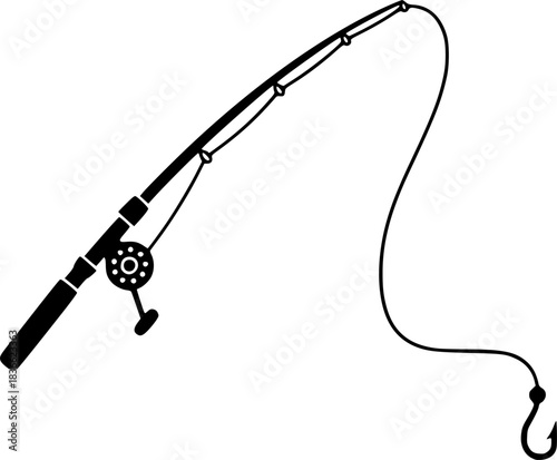fishing rod silhouette, fishing rod icon, vector illustration
