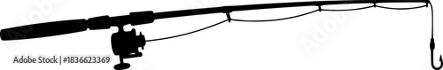 fishing rod silhouette, fishing rod icon, vector illustration
