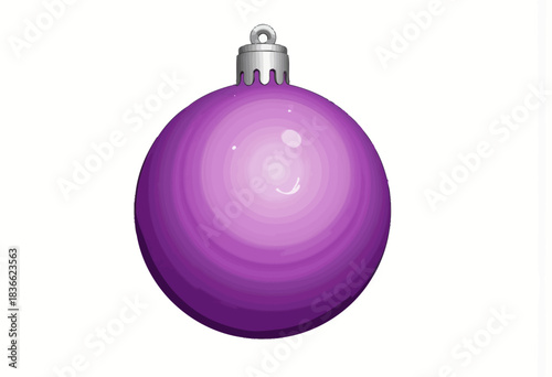 Vibrant Purple Christmas Ornament Radiating Festive Glow with Metallic Cap on Smooth Gradient Surface Against Plain Background
