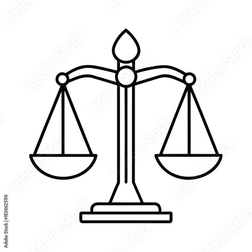 Golden scales of justice symbol vector for legal balance and equality in law