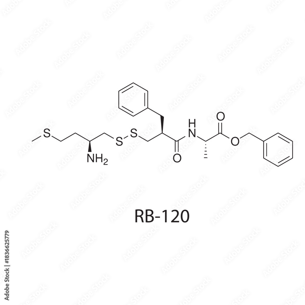 Fototapeta premium RB-120 Molecular Structure Illustration skeletal formula on white background. Simple chemical illustration.