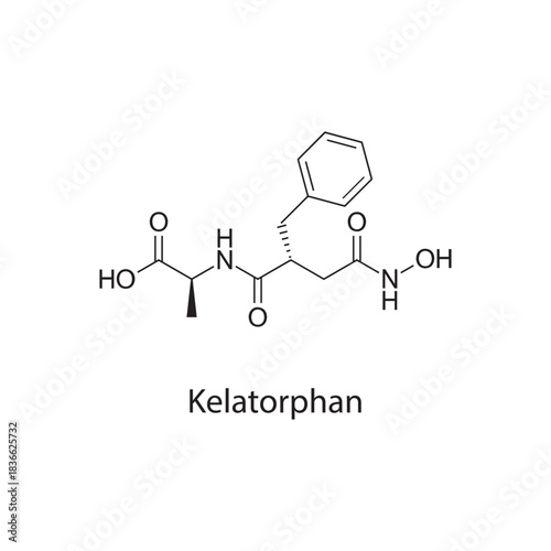 Kelatorphan Molecular Structure Illustration skeletal formula on white background. Simple chemical illustration.