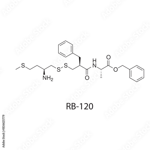 RB-120 Molecular Structure Illustration skeletal formula on white background. Simple chemical illustration.