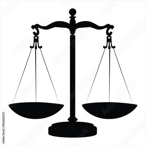 Balance Scale Silhouette – Symbol of Justice, Fairness, and Equality in Black Vector Style
