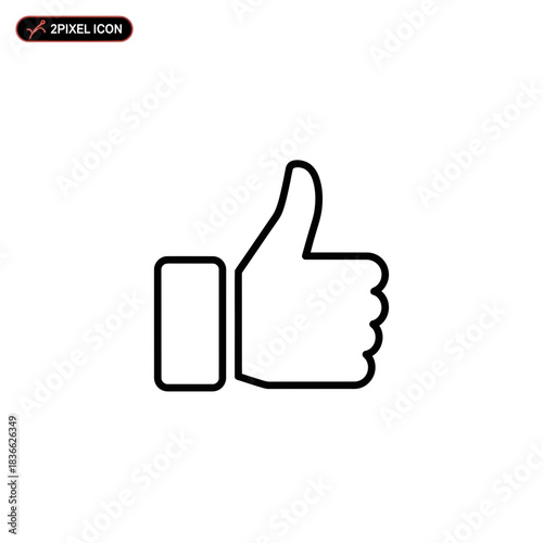 Binary Thumbs Up Icon Outline Vector Digital Single Graphic Minimalist Two Pixel Scale Approval Symbol