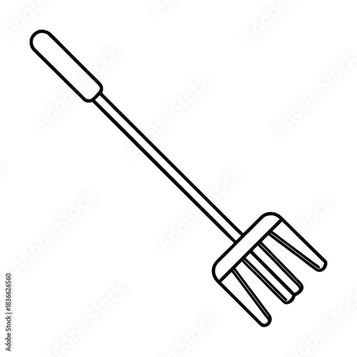 Black silhouette vector illustration of a hand tool metal shovel with plastic handle, isolated on white background