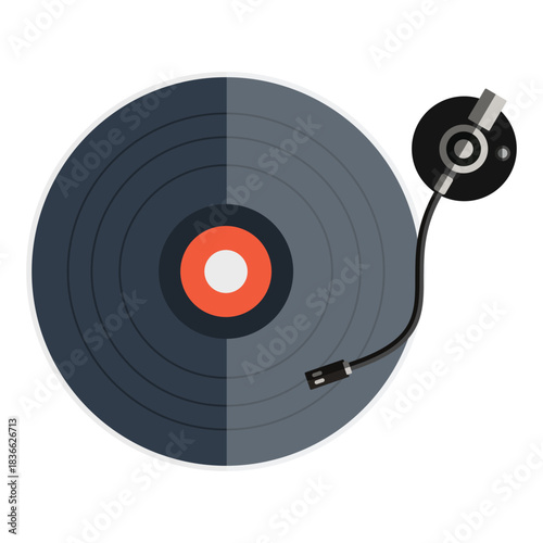 Stylized Vinyl Record on Turntable – Retro Music Playback Illustration