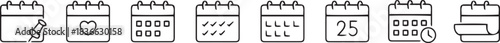 Calendar Icon set, collection of calendar symbols contain payday, Time management, Meeting Deadlines and more, Vector illustration