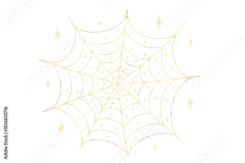 Starlight Spider Web. ute doodle spider web delicately woven from glowing starlight threads, tiny twinkling stars caught in the