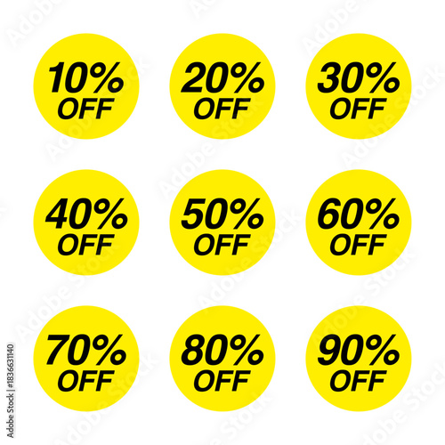 Yellow discount label set