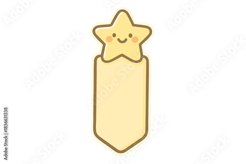 Smiling Star Bookmark. A playful bookmark topped with a smiling "chapter finished" star, rounded friendly edges, soft pastel