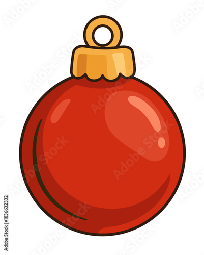 Christmas ball illustration. Red glass bauble
