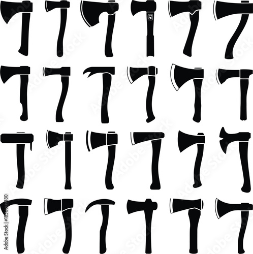 Axe and Hatchet Tool Silhouette Vector Set