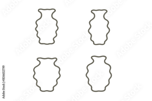 Desert Mirage Ceramics. Icons for: atmospheric clay mirage icons, heat-haze pottery outlines, desert-glow ceramic symbols, horizon