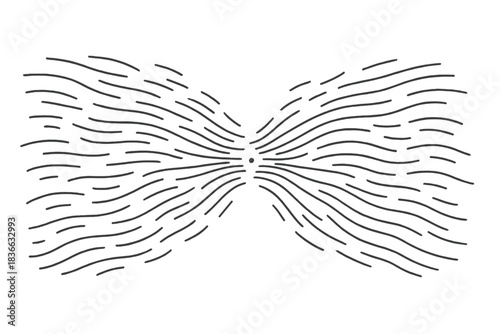 Flowing Stream Vectors. Line vector icons of a fluttering stream converging on focus: wavering flow outlines, soft trembling