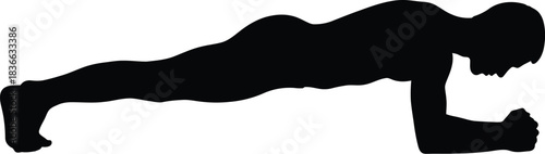 Silhouette of a person performing an elbow plank exercise, for fitness and workout concept illustration