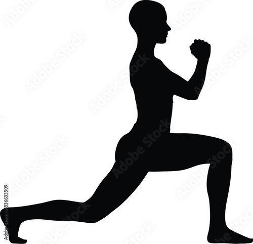 Silhouette of a person performing a lunge exercise, , representing fitness and strength training activity