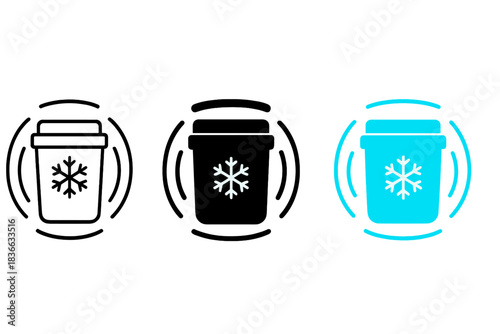 Icy Minimalist Container. Minimalist container with icy glow and subtle resonance pattern around it, first in line style with thin