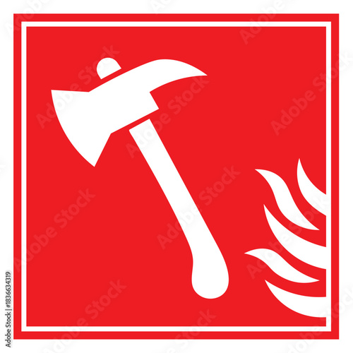 Fire escape sign. Red sign. Fire safety equipment sign. Designation of the location of the fire escape for emergency evacuation in case of fire. Element of the fire safety system.