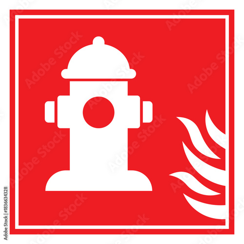 Fire escape sign. Red sign. Fire safety equipment sign. Designation of the location of the fire escape for emergency evacuation in case of fire. Element of the fire safety system.