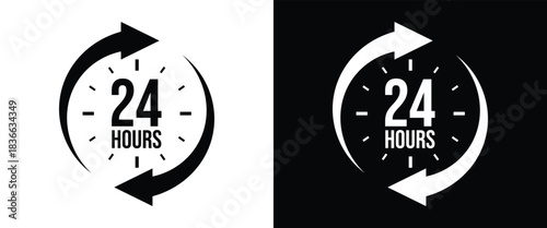 24 7 service icon set. 24-7 open, concept with call icon. Support 24 hours a day and 7 days a week. Support service. Vector Illustration.