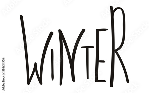 Winter hand lettering isolated on transparent background. Hand drawn vector illustration. Handwritten text, typography, holiday quote. Christmas design element, clip art