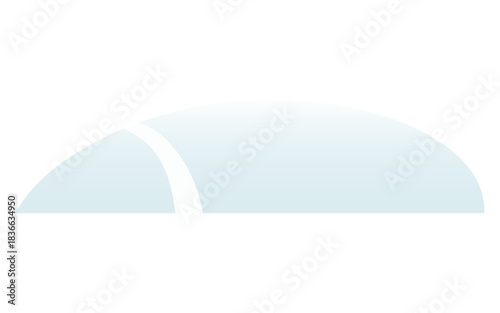 Hill covered with snow and road isolated on transparent background. Hand drawn flat vector illustration. Traditional Christmas, New Year, winter, seasonal design element, holiday clip art