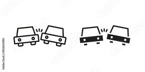 Accident icons collection. Thin linear and black flat icons