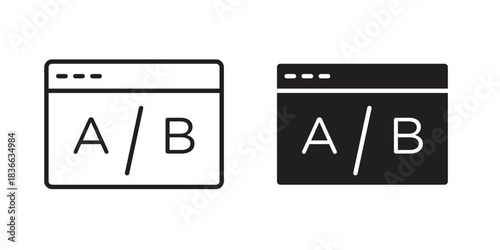 A B test icons collection. Thin linear and black flat icons