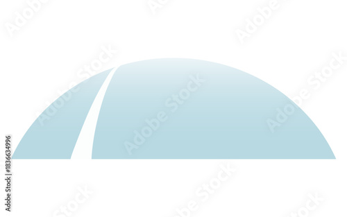 Hill covered with snow and road isolated on transparent background. Hand drawn flat vector illustration. Traditional Christmas, New Year, winter, seasonal design element, holiday clip art