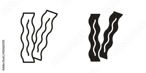 Bacon icons collection. Thin linear and black flat icons