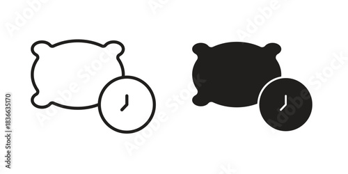 Bedtime icons collection. Thin linear and black flat icons