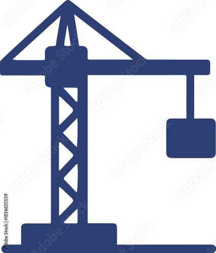 Construction crane colourful silhouette vector icon on white background