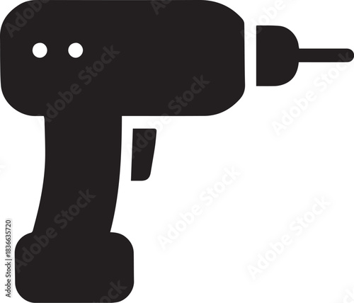 Electric drill black silhouette vector icon on white background