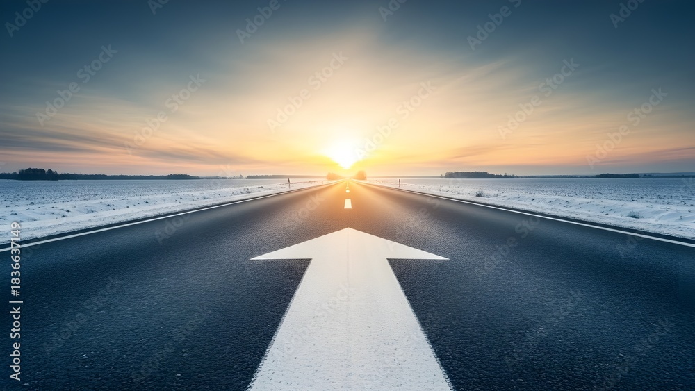 Fototapeta premium driving line with beautiful sun view