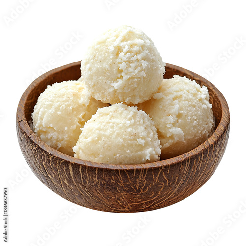 Brazilian coconut sweet called Beijinho isolated on transparent background