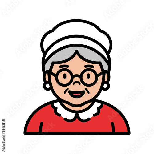 Grandmother granny grandma elder senior citizen old woman cartoon character icon avatar person illustration