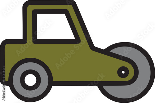 Road roller colourful silhouette vector icon on white background