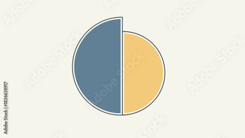 Pie chart divided into two unequal colored sections.