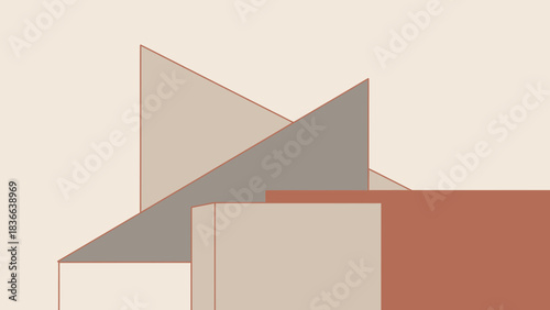 Abstract geometric shapes with earthy tones and thin outlines.