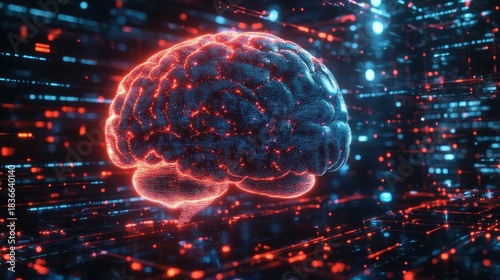 Holographic AI Brain Scanning Deep Space Data Waves