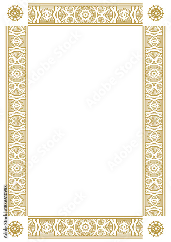 A gold vintage frame with an ornate molding. A4 format. Vector illustration