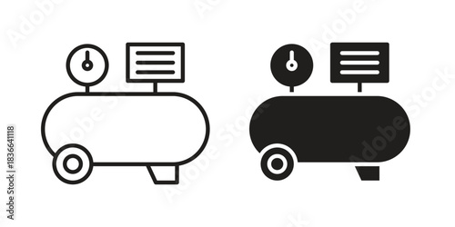 Air compressor icons on white background. Line vector sign, symbol for web and mobile