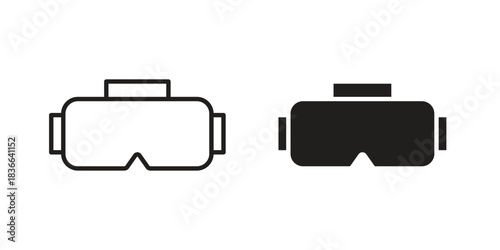 AR headset icons on white background. Line vector sign, symbol for web and mobile