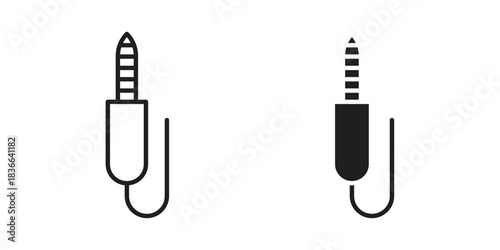 Audio jack icons on white background. Line vector sign, symbol for web and mobile